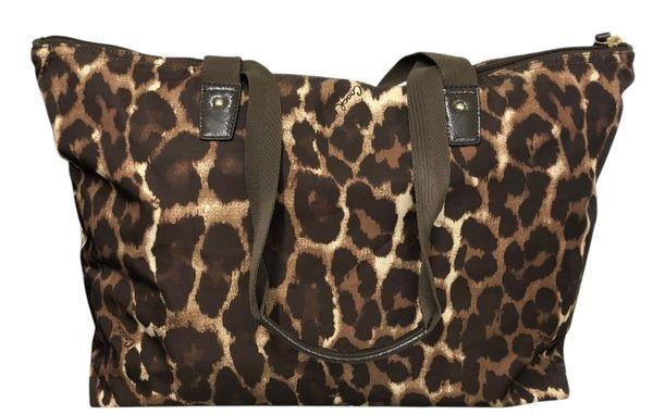 Coach Leopard Print Nylon Packable Weekender Tote & Pouch with Certificate of Authenticity