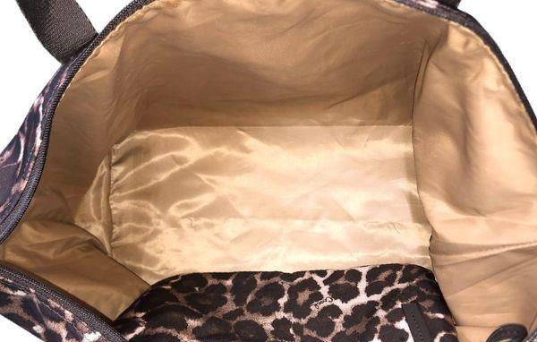 Coach brown leopard print nylon packable weekender tote with matching zip pouch, view 7
