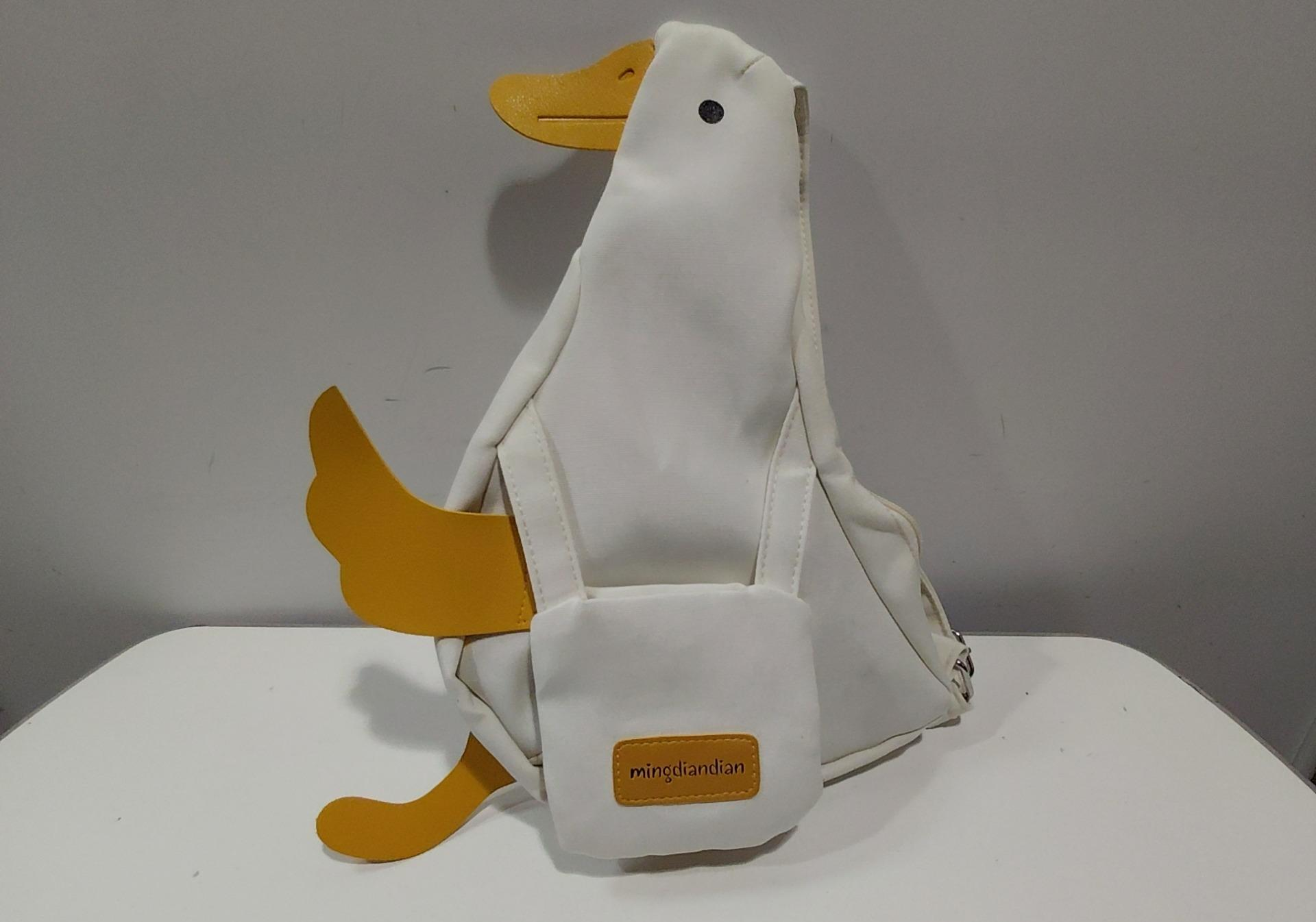 Mingdiandian Off-White Duck Crossbody Bag with Orange Accents, Small