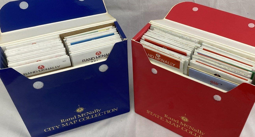Rand McNally Map Collection Lot City and State Vintage Folded Maps 2 Boxes