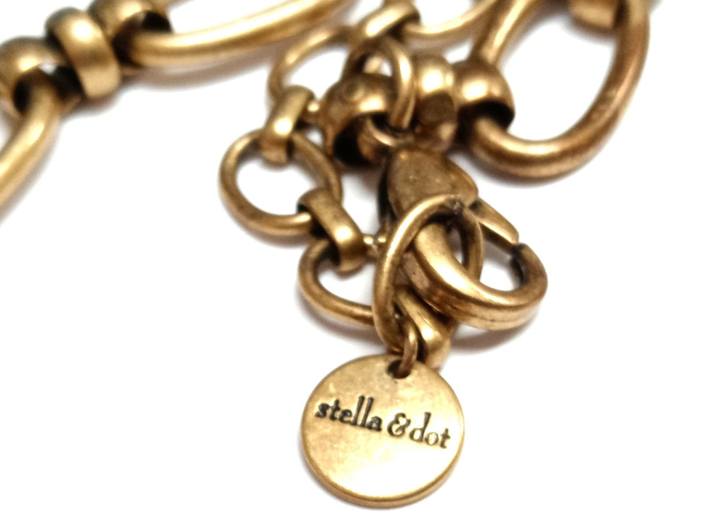 Stella and Dot Gold-Tone Faux Pearl Statement Necklace, 18-Inch Layered Chunky