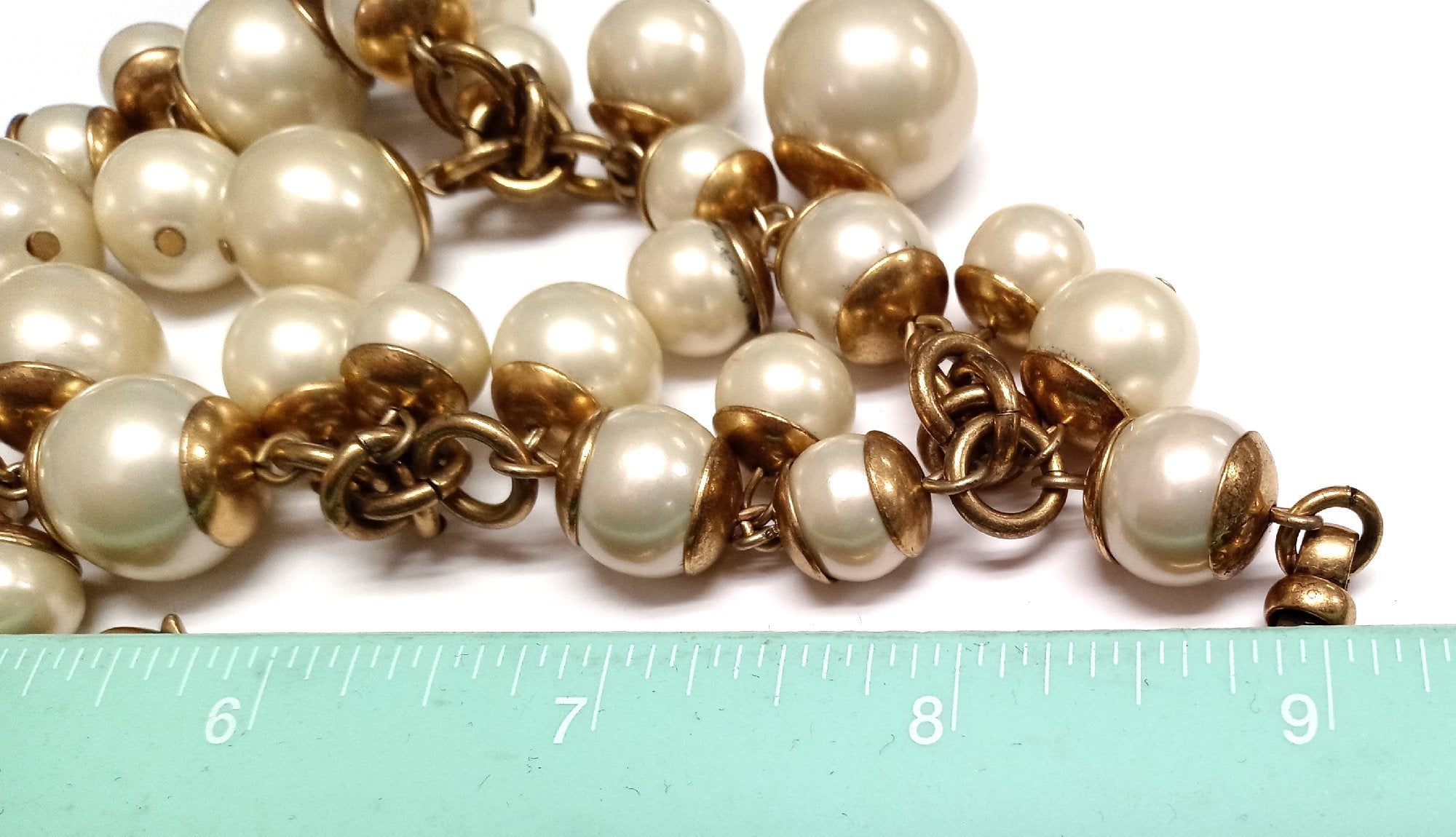 Stella and Dot Gold-Tone Faux Pearl Statement Necklace, 18-Inch Layered Chunky