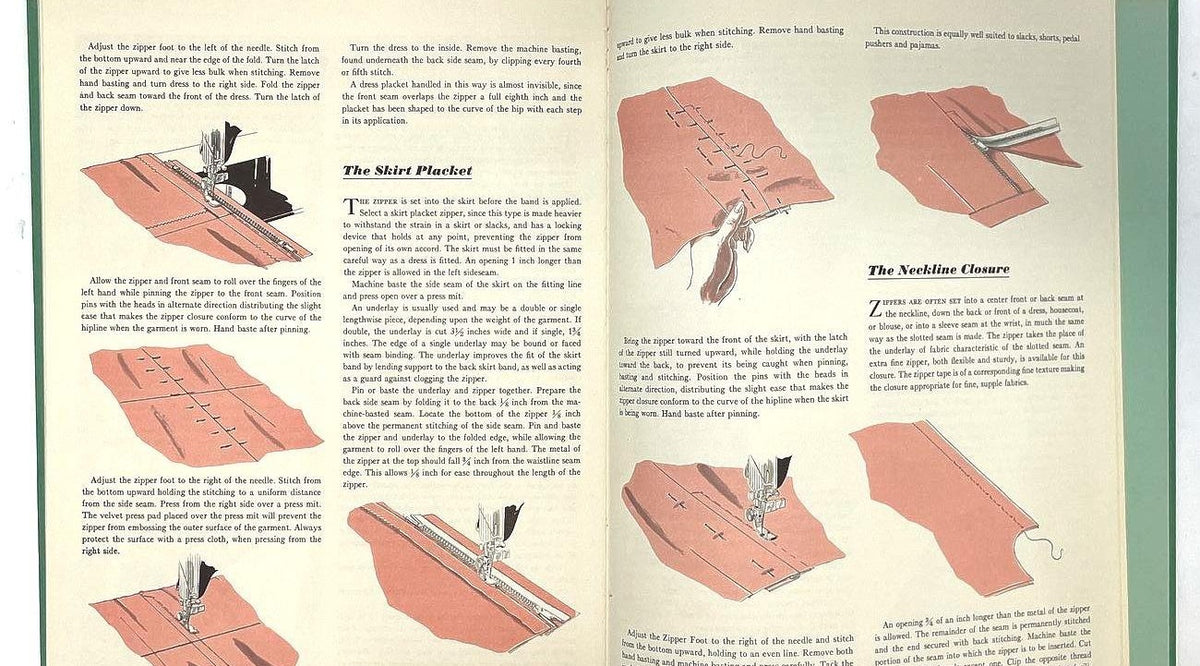 Singer Sewing Skills green cloth hardcover reference book with illustrated instructions, view 2
