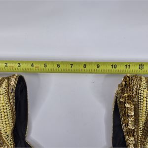 Anjuman Vintage Black Silk Beaded Evening Dress, 1980s/90s Gold Embellished Formal Gown