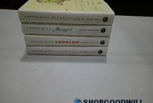 Coffee With book set, four small volumes with cream illustrated covers, view 4