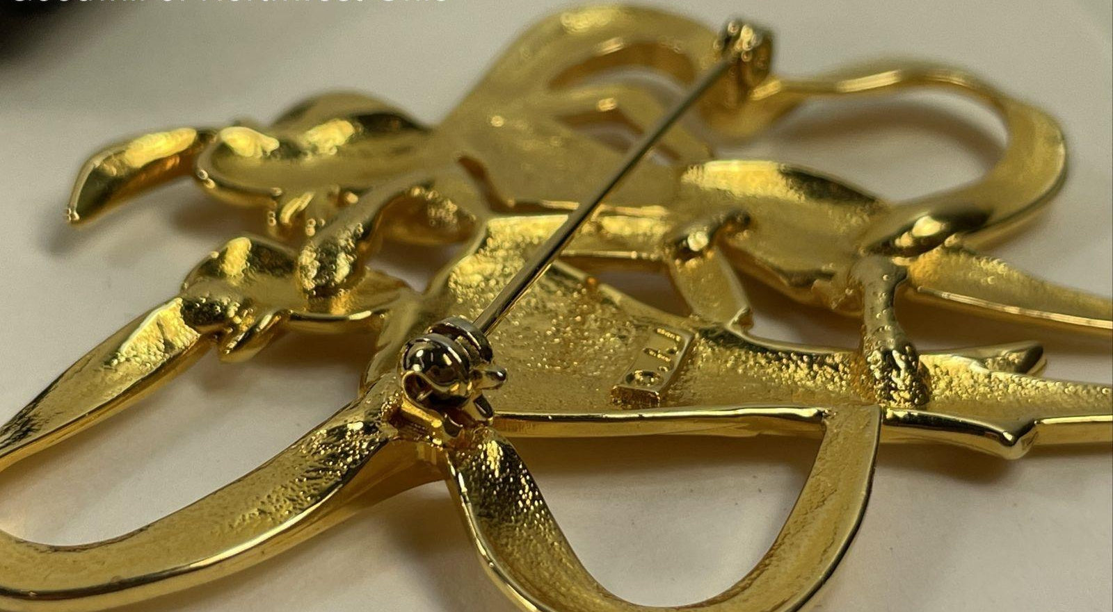 Jonette Jewelry Art Deco Couple Brooch, Gold Tone Dancing Lovers Figural Pin