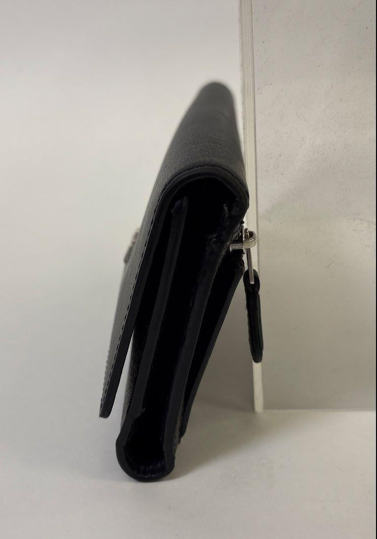 Coach Black Leather Signature Canvas Slim Snap Wallet