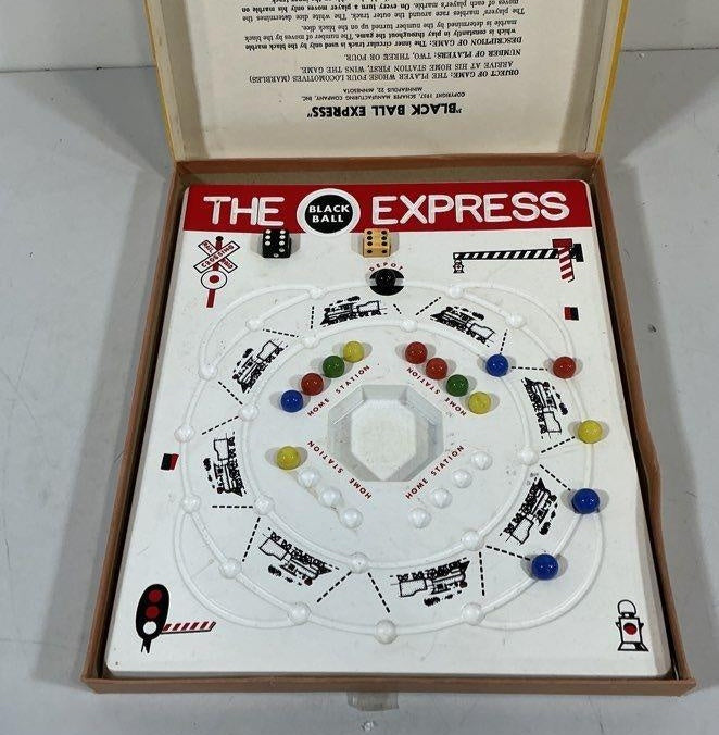 Vintage Schaper Manufacturing Black Ball Express Board Game