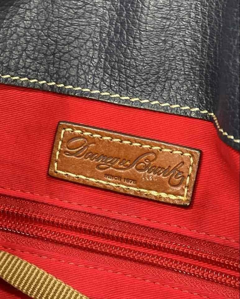 Dooney and Bourke Navy Pebbled Leather Large Tote Shoulder Bag | Classic Leather Carryall