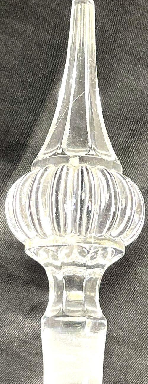 Vintage Pinwheel Cut Crystal Handled Claret Jug Decanter with Stopper