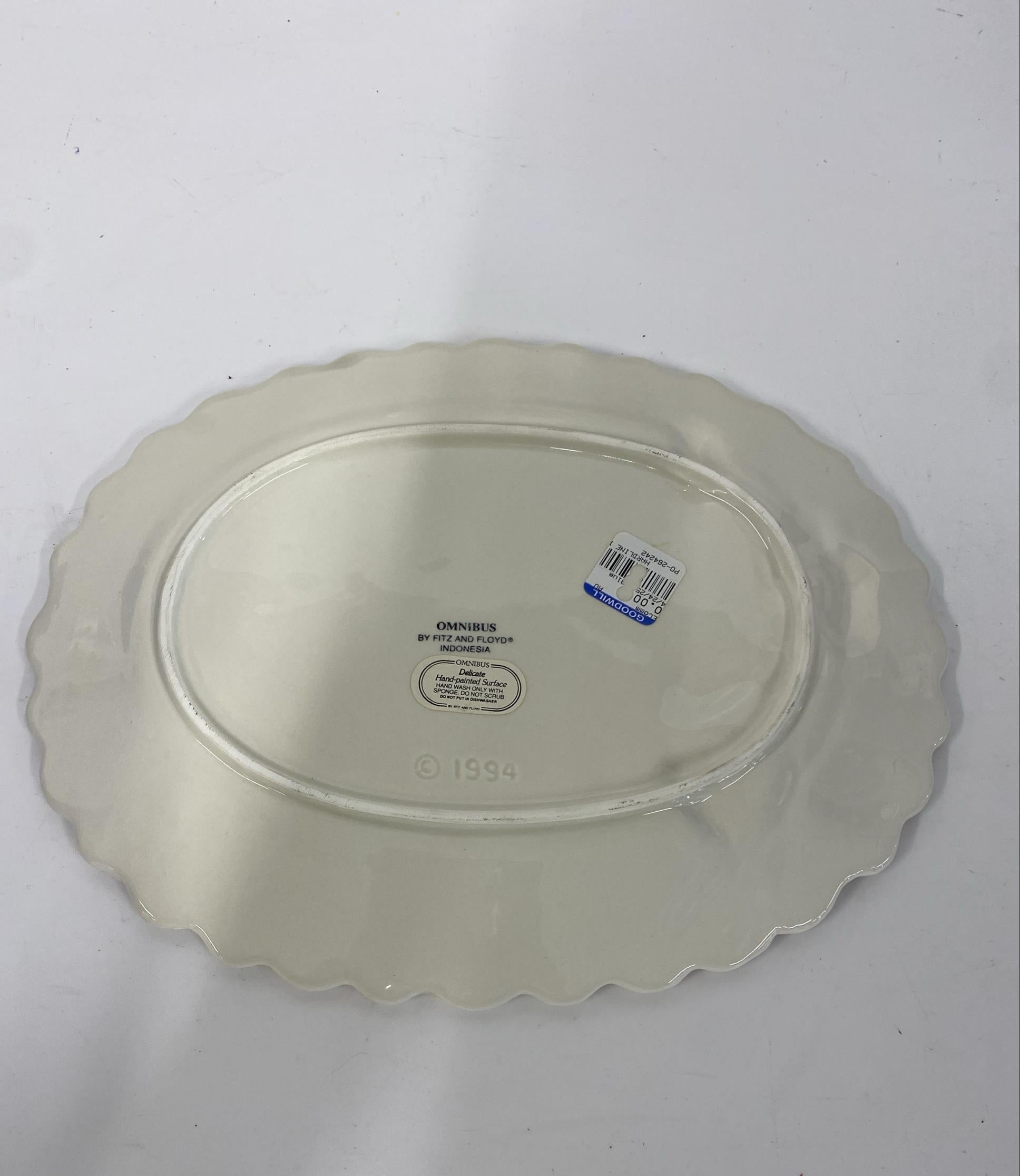 Omnibus by Fitz and Floyd Oval Ceramic Plate 1994