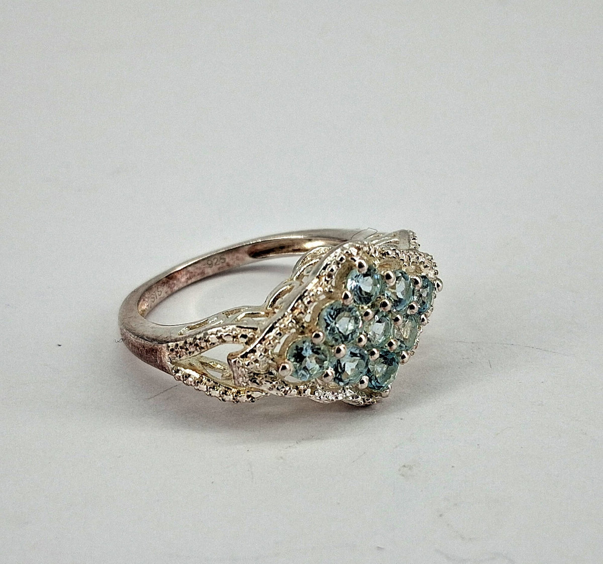 Sterling Silver Ring with Round Cut Blue Topaz, Size 7