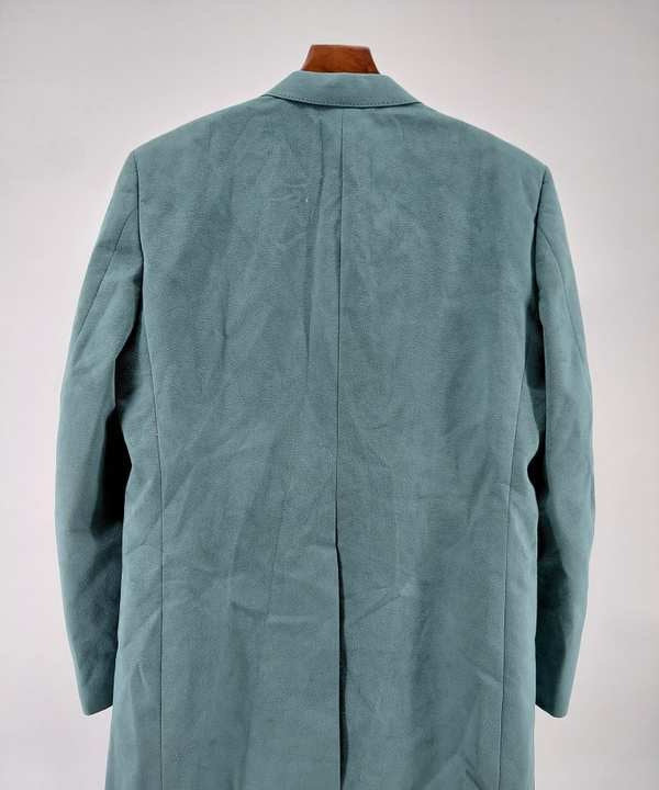 Men's blue-green single-breasted two-button blazer with notched lapels, view 4