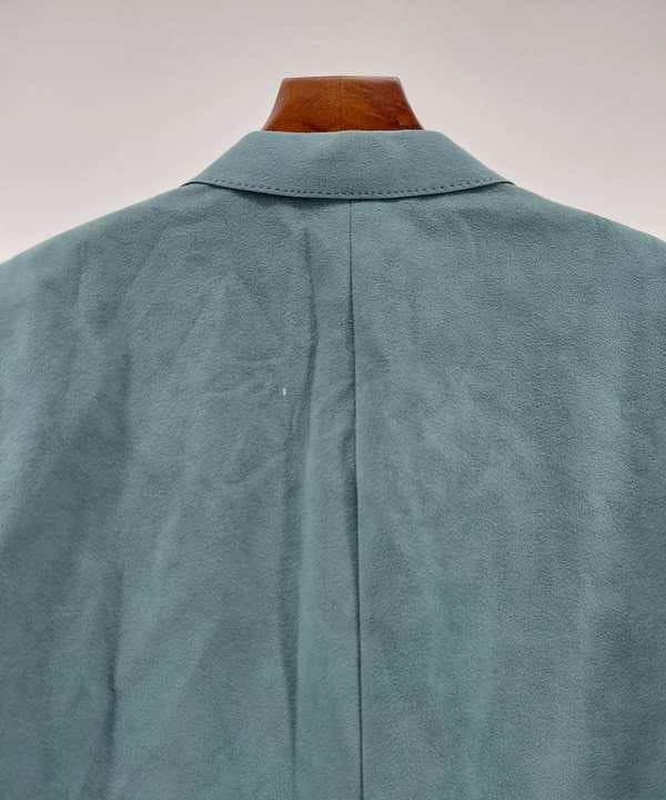 Men's blue-green single-breasted two-button blazer with notched lapels, view 5