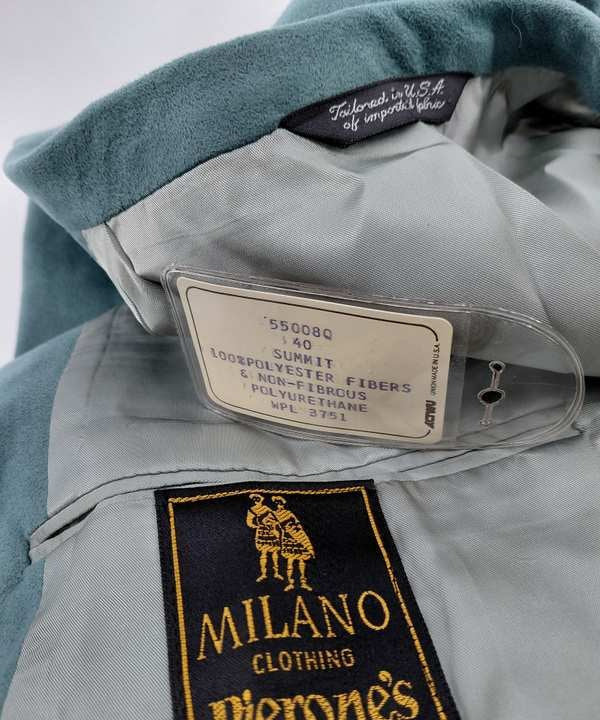 Milano Clothing Pierone's Men's Blazer Jacket, Blue-Green Polyester, Size 40