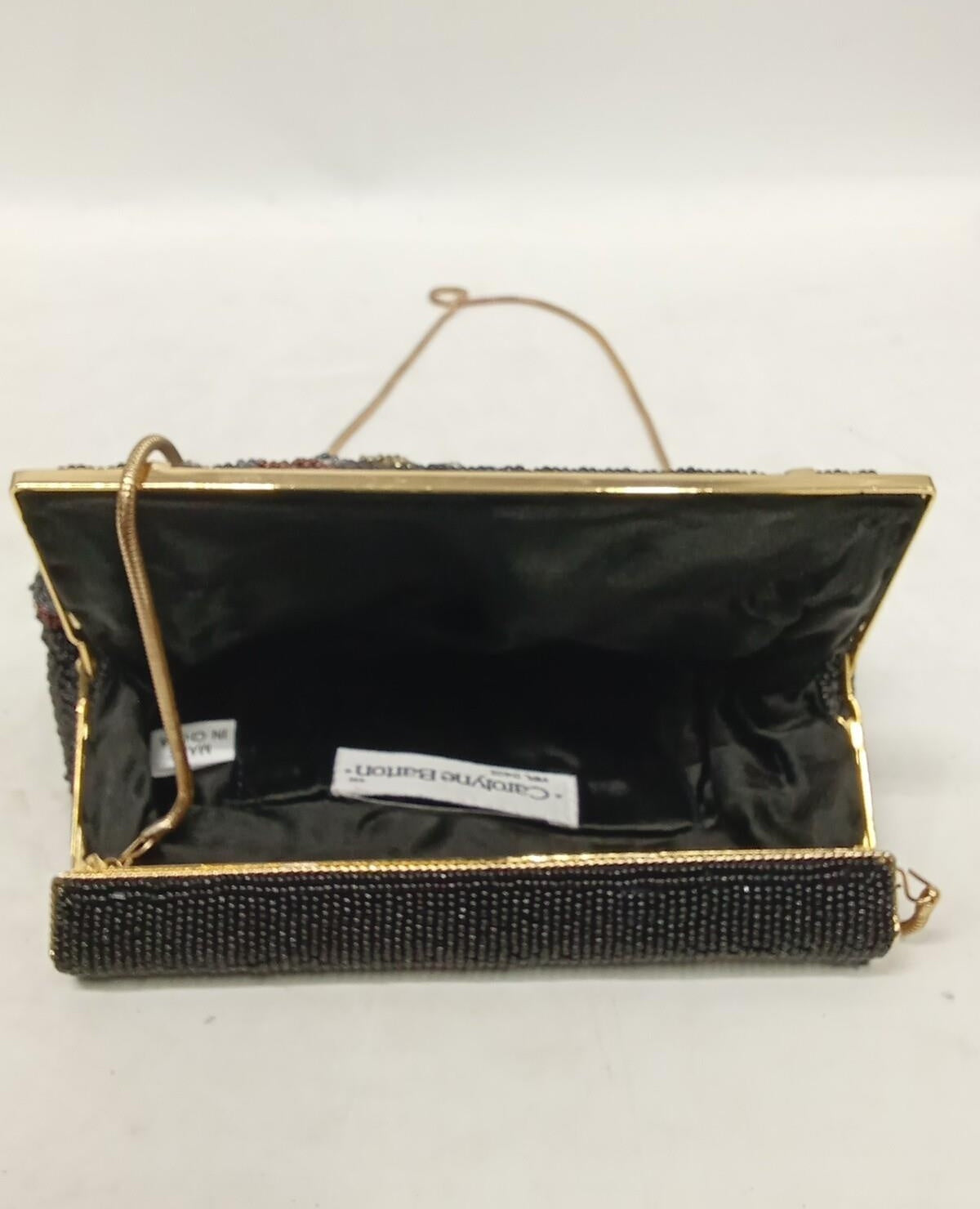 Carolyne Barton Beaded Evening Bag with Floral Design | 8" Vintage-Style Chain Clutch