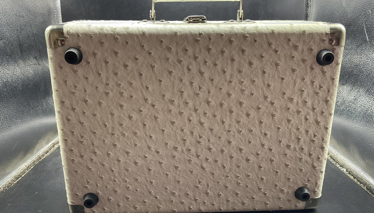 Crosley Cruiser Plus CR8005F-WO suitcase turntable in white ostrich textured finish, view 6