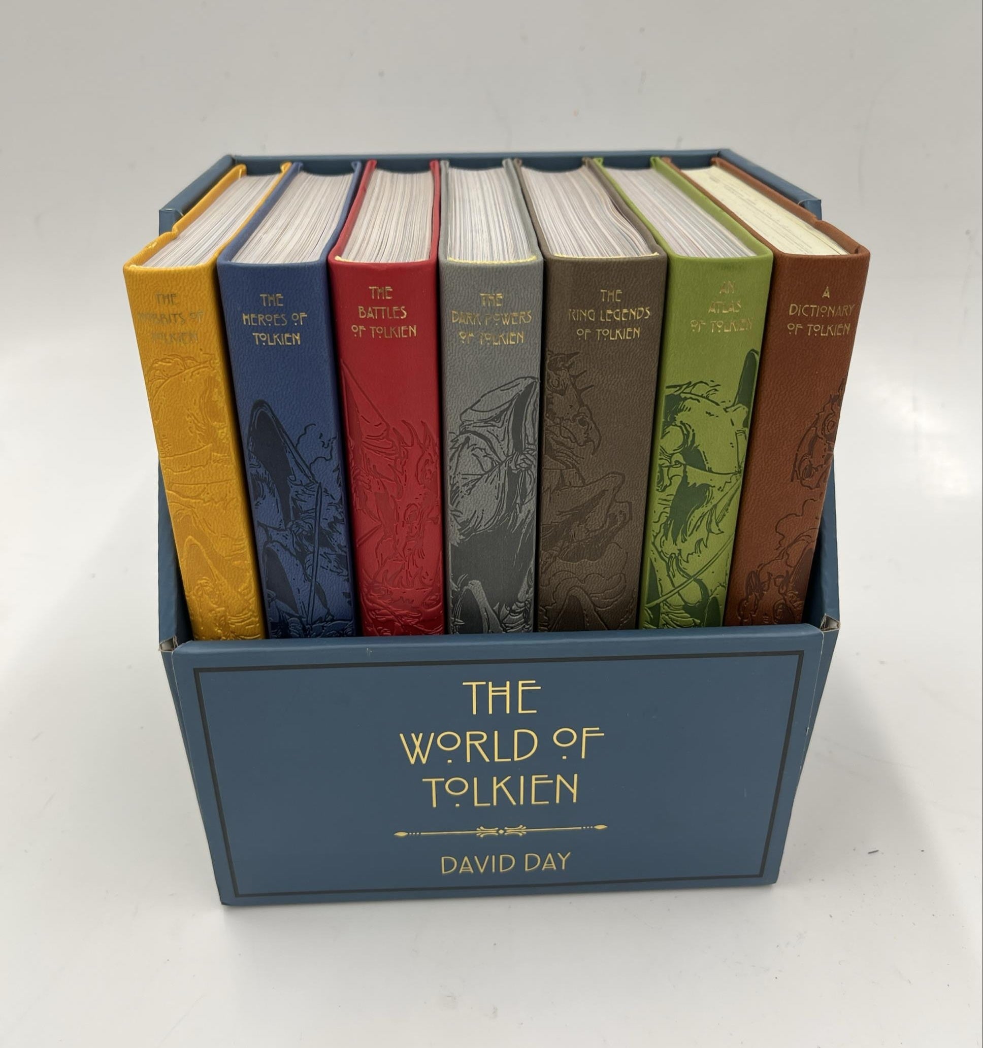 Leather-Bound The World of Tolkien Boxed Book Set by David Day – Illustrated Reference Collection