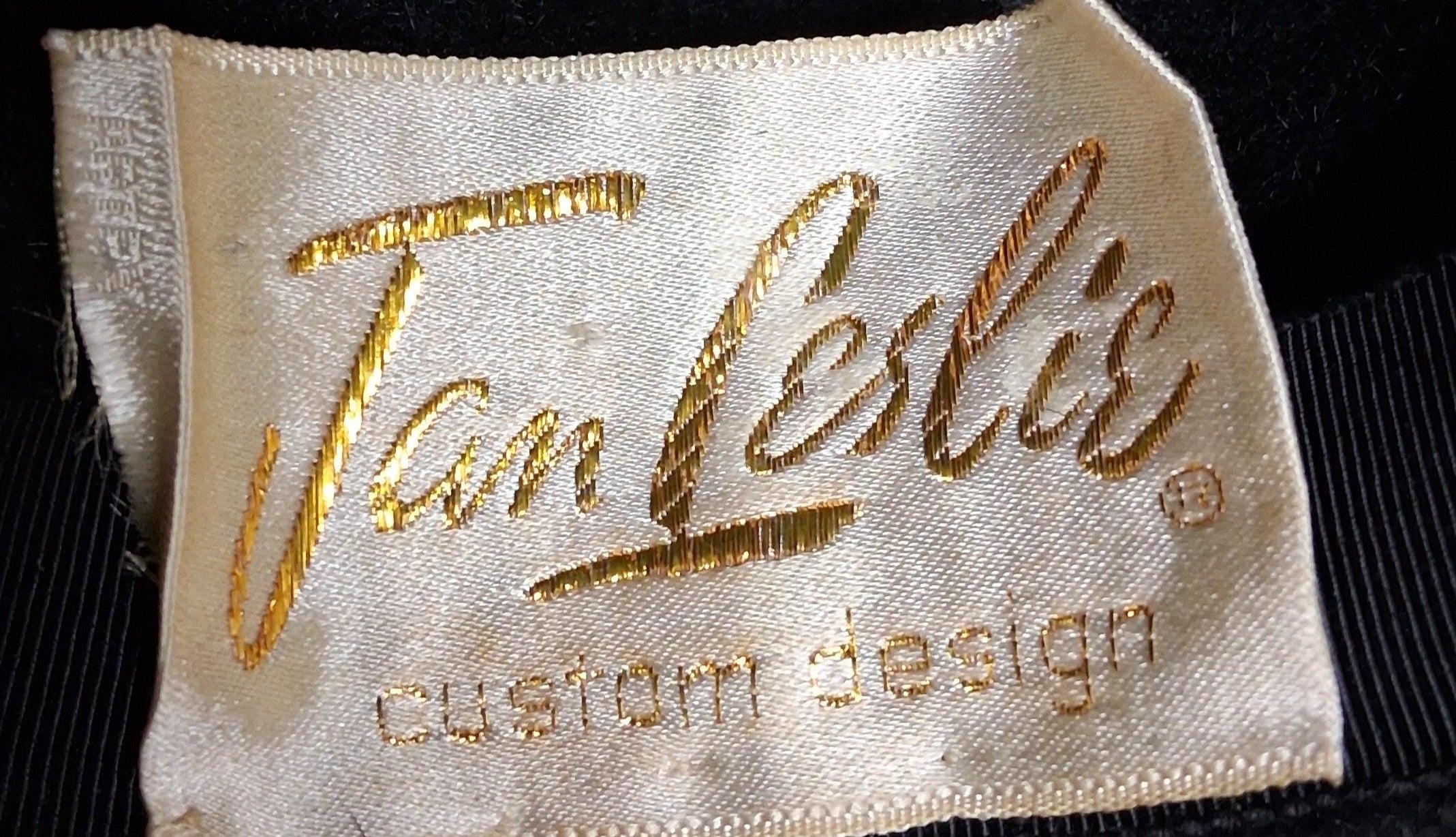 (SOLD) Vintage Jan Leslie Custom Design Black Velvet Hat with Feather Trim