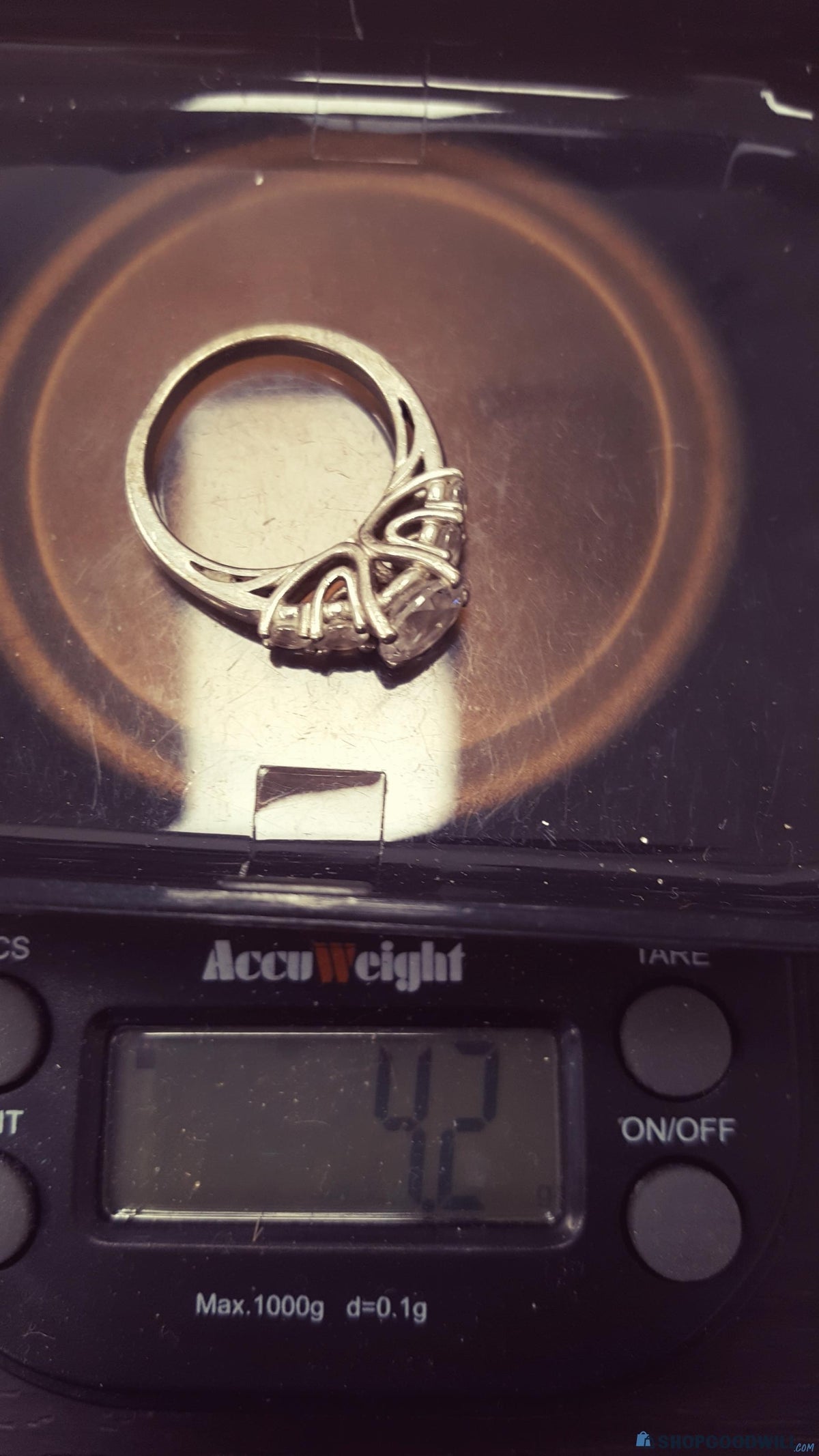 Silver-tone petite rhinestone ring, size 6.5, view 5