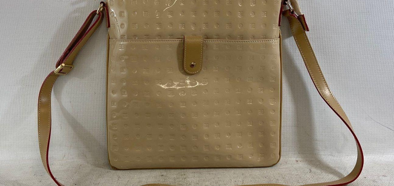 Arcadia Genuine Patent Leather Cream Sling Bag