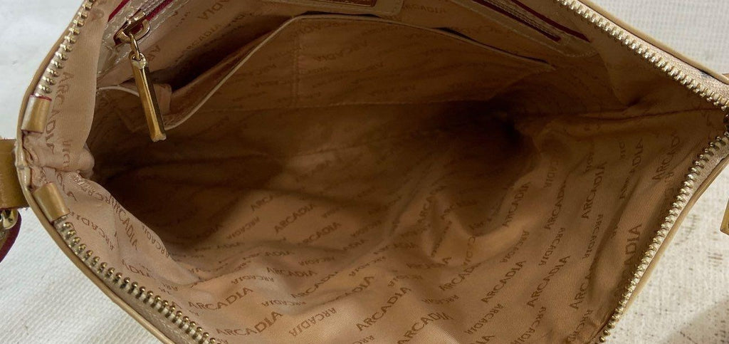 Arcadia Genuine Patent Leather Cream Sling Bag