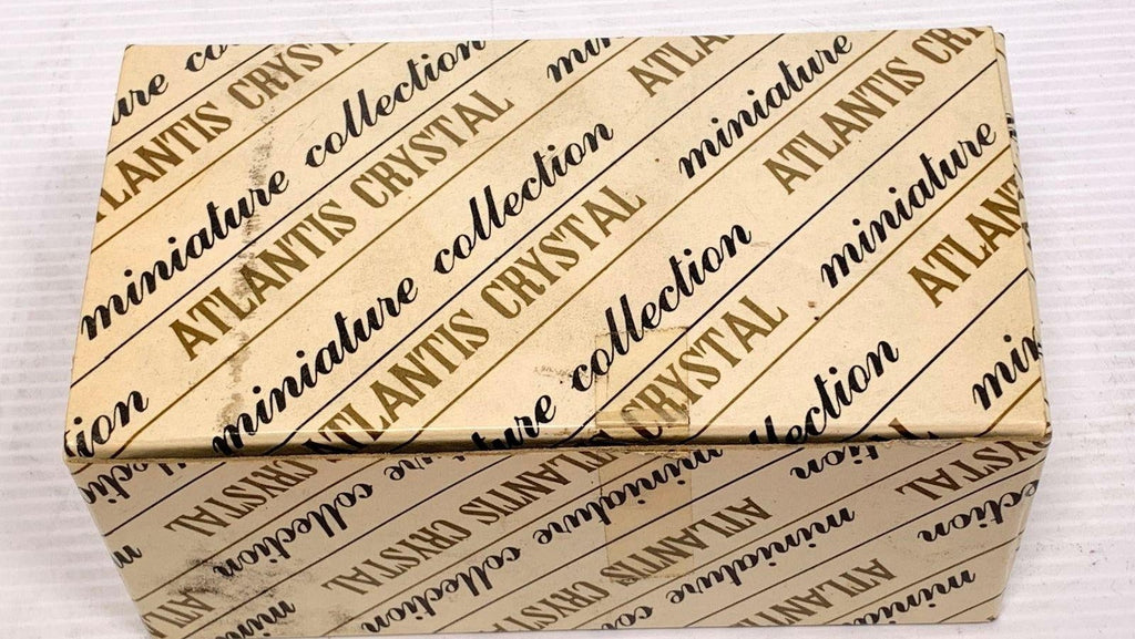 Atlantis Crystal Napkin Rings Set of 2, Vintage Diamond-Cut Glass Tableware in Original Box
