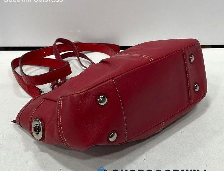 Coach Chili Red Leather Convertible Tote Crossbody Bag, Pebbled Shoulder Satchel with Strap