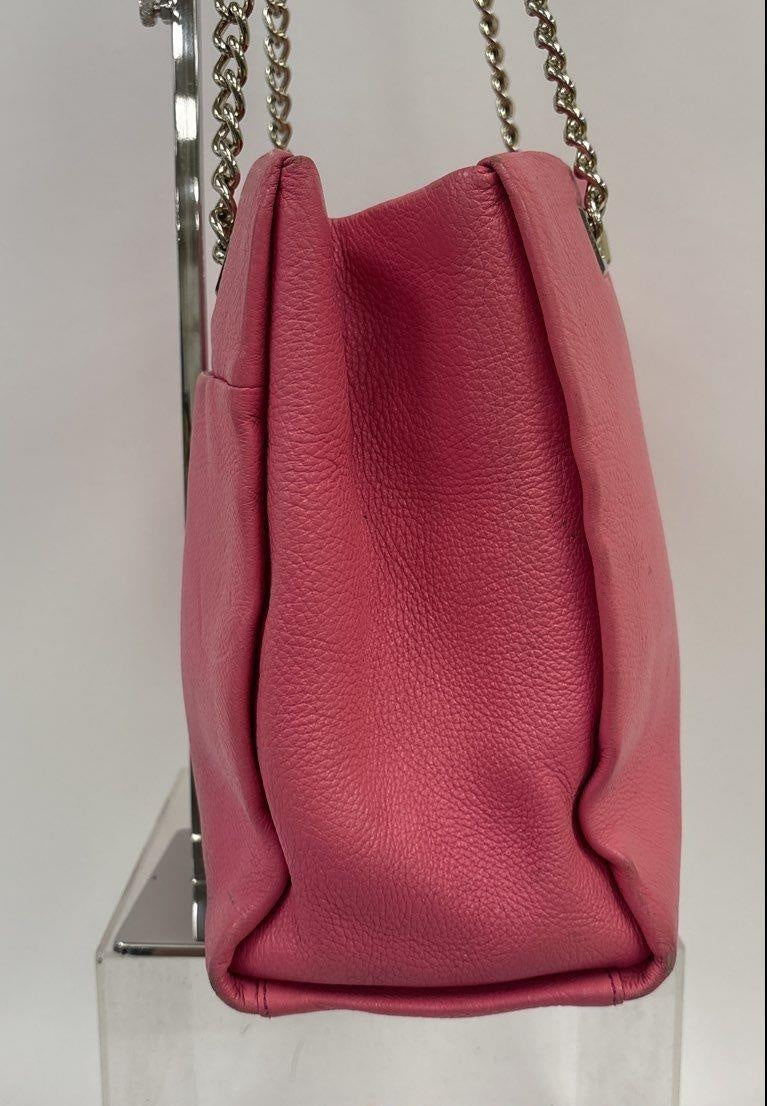 Kate Spade New York Pink Pebbled Leather Chain Strap Shoulder Tote