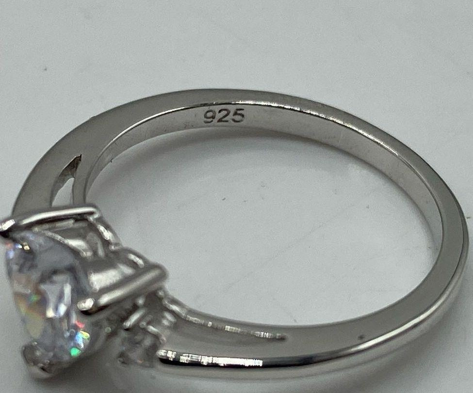 Vintage Style 925 Silver Heart Gemstone Promise Ring Size 6 | Sterling Silver Romantic Ring