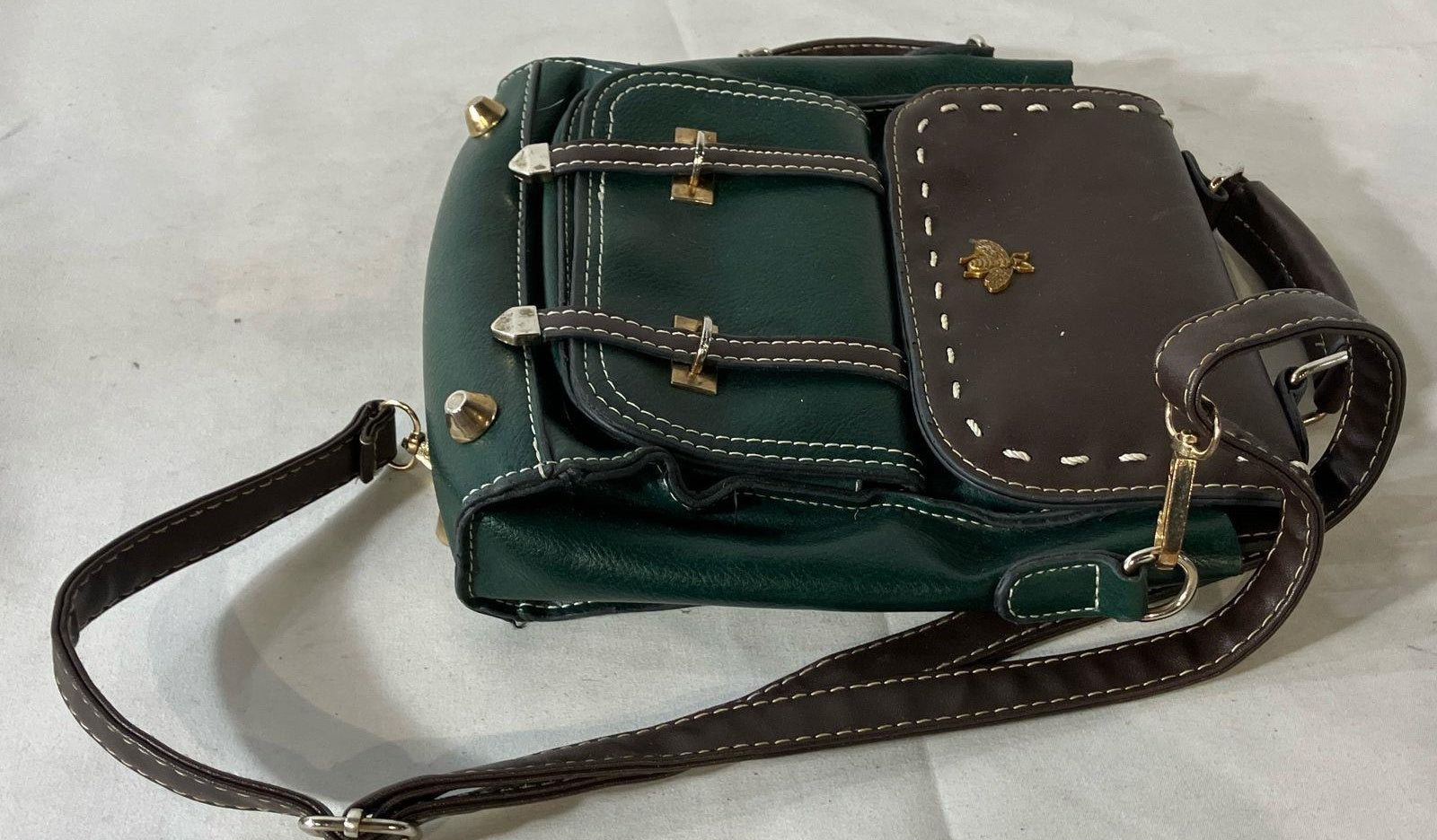 (SOLD) Olives Green Bumblebee Satchel Bag | Convertible Crossbody Backpack Style Handbag