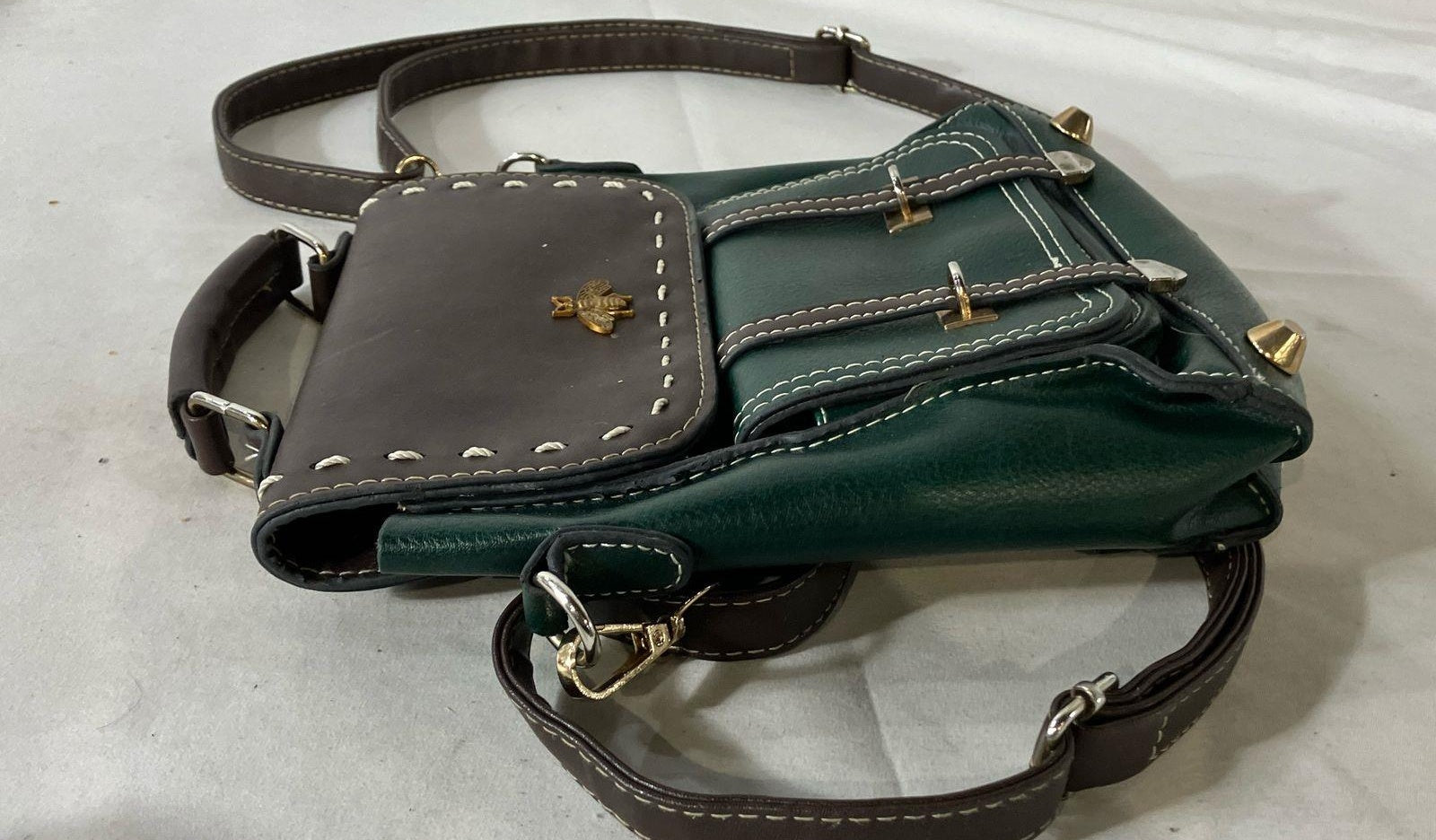 (SOLD) Olives Green Bumblebee Satchel Bag | Convertible Crossbody Backpack Style Handbag
