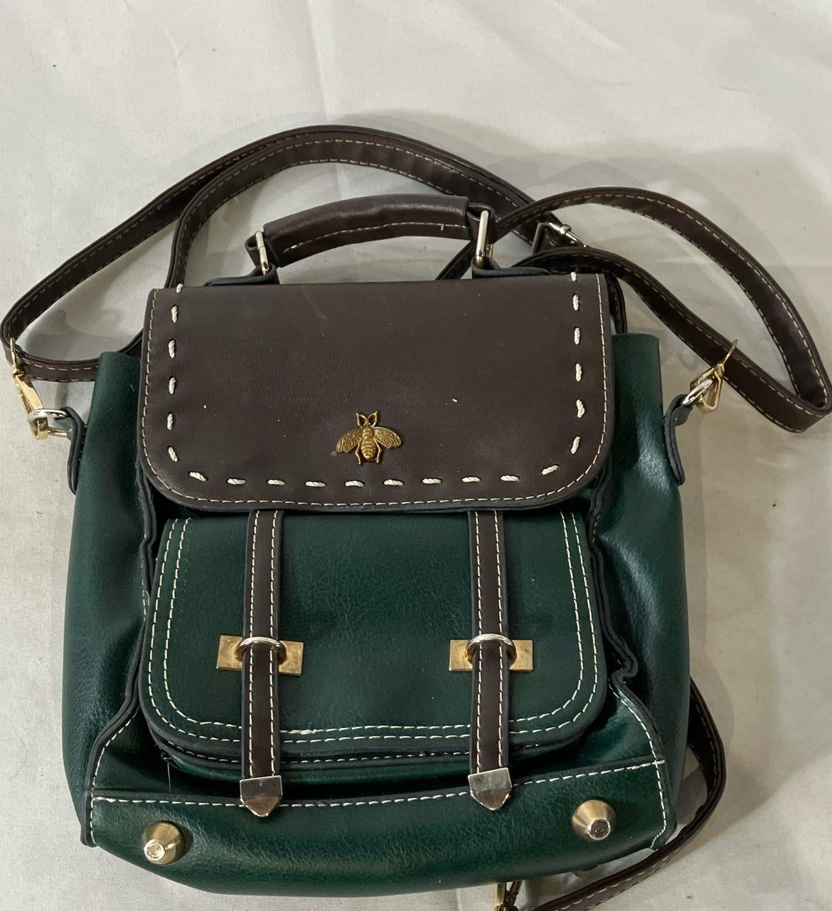 (SOLD) Olives Green Bumblebee Satchel Bag | Convertible Crossbody Backpack Style Handbag