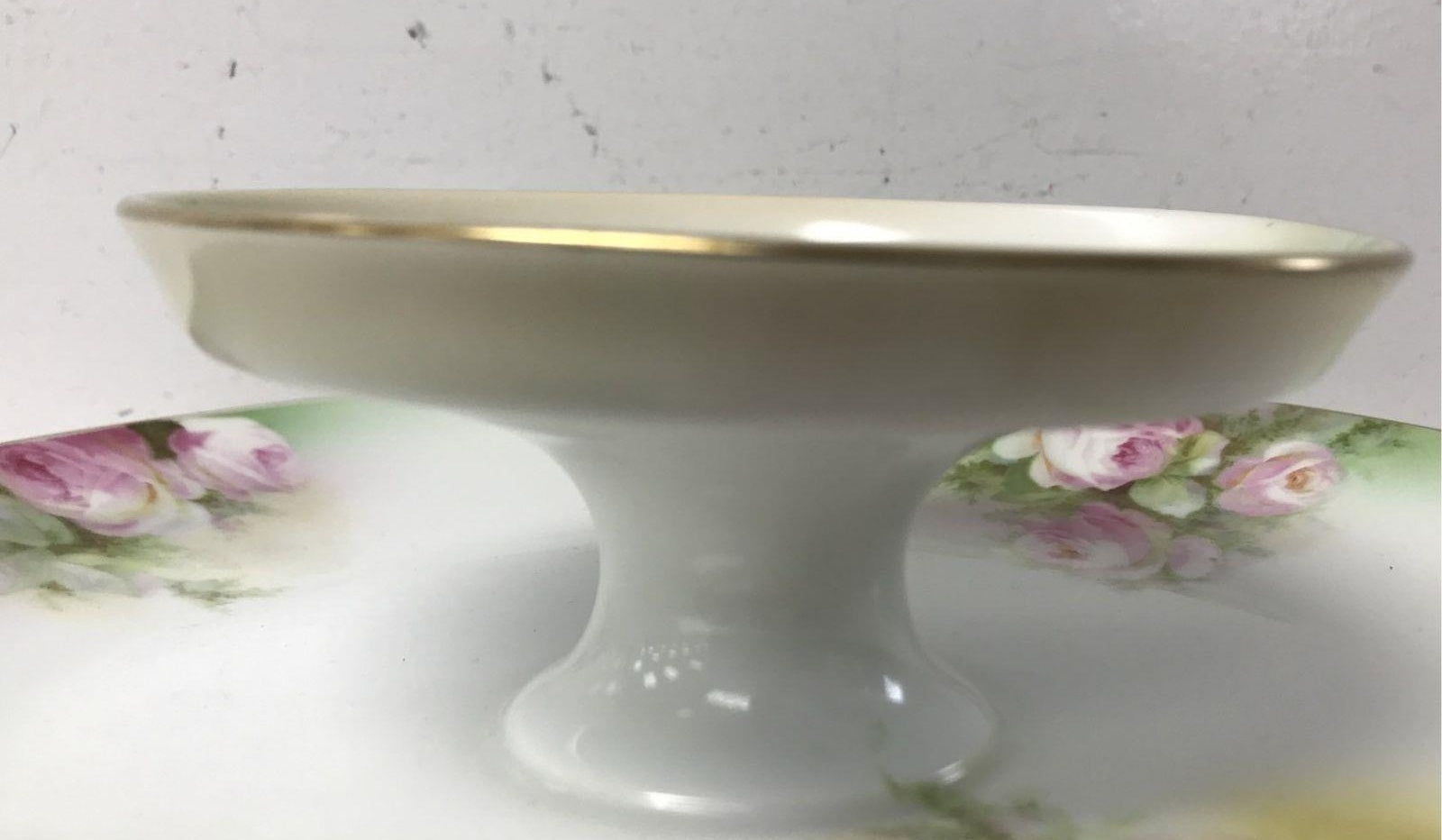 Schwarzburg Germany Pink Rose Two-Tier Appetizer Serving Dish