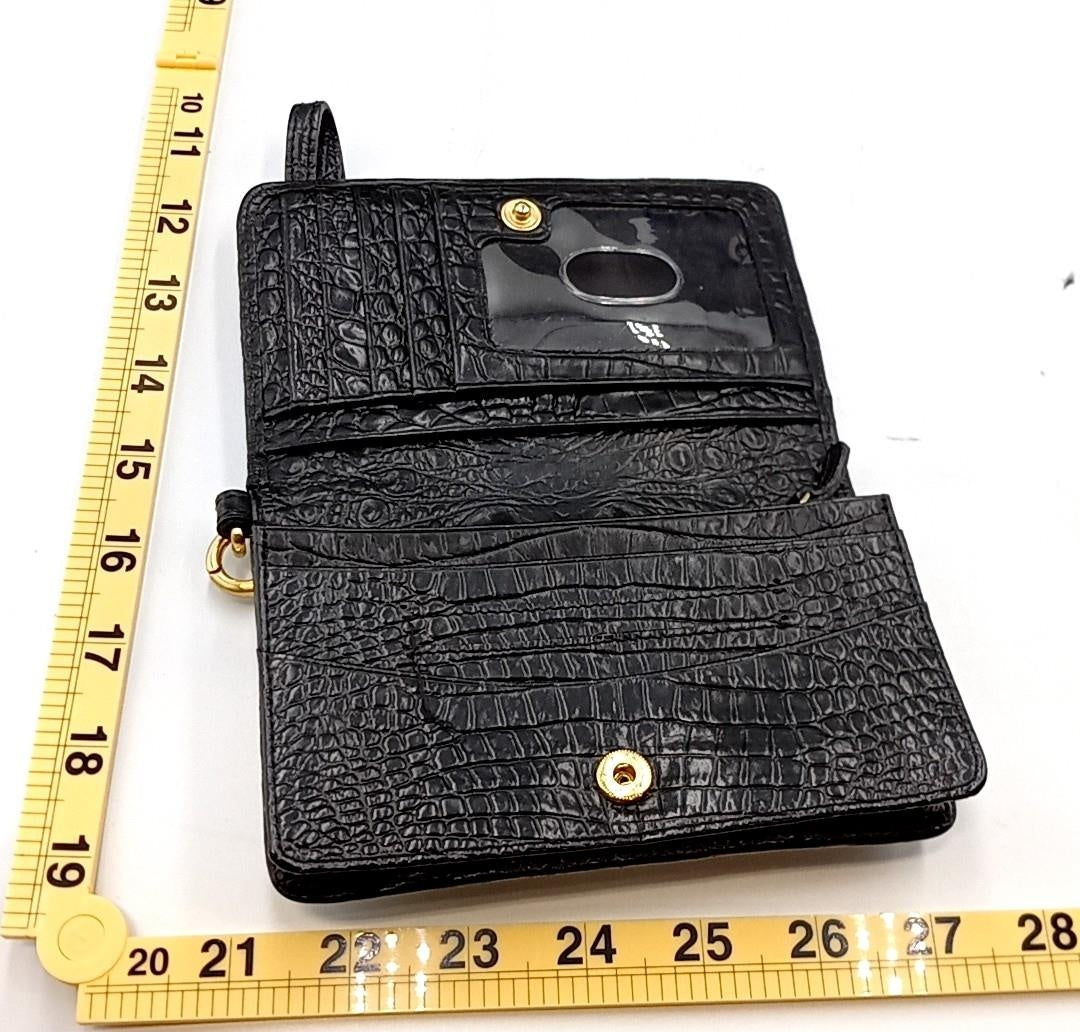 Croc-embossed satchel with matching wristlet, two-piece handbag set, view 4