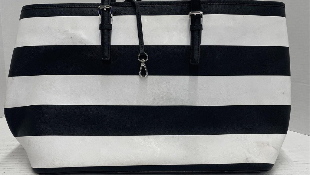 Michael Kors Black White Striped Tote Bag