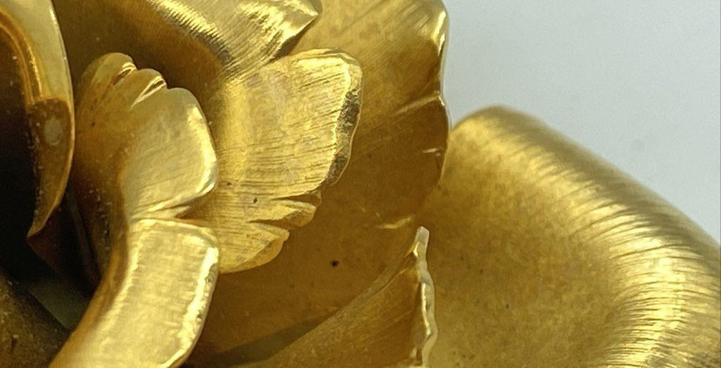 Gold-Tone Vintage Giovanni Full Bloom Rose Flower Brooch