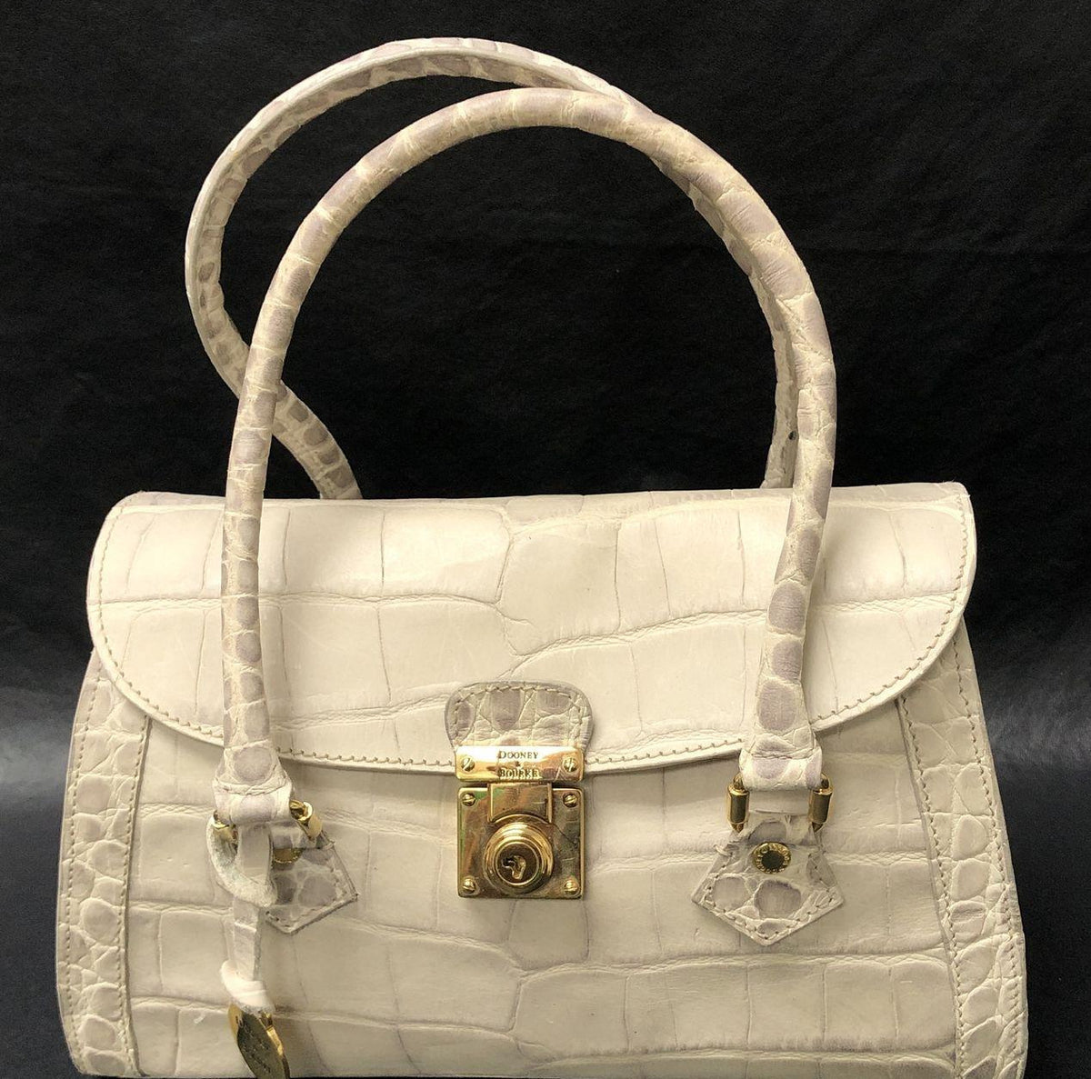 (DUPLICATE) Dooney & Bourke White Leather Croc Embossed Satchel Handbag