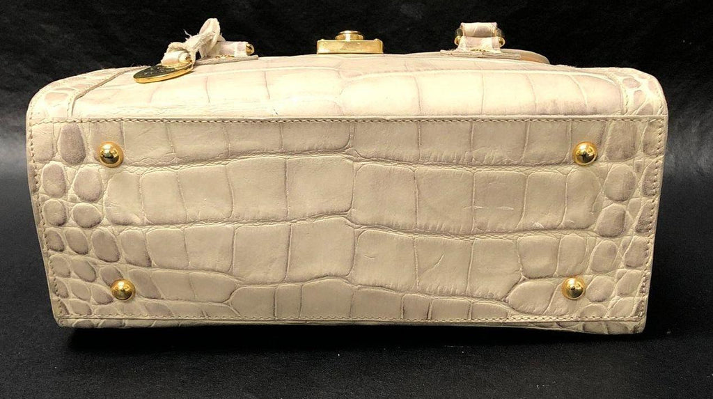 Dooney & Bourke White Leather Croc Embossed Satchel Handbag