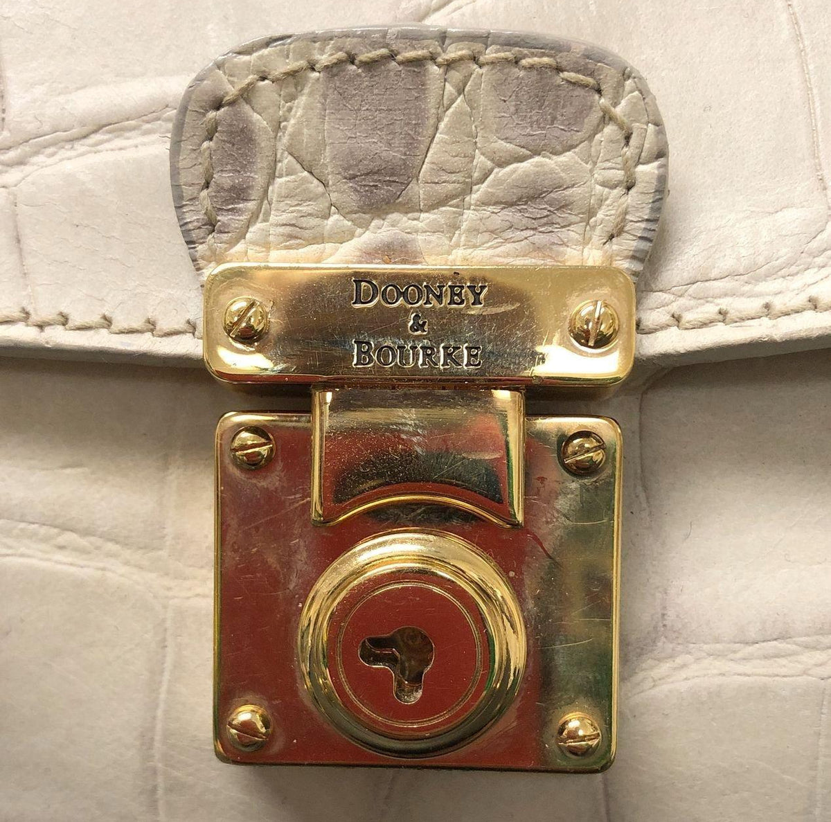 (DUPLICATE) Dooney & Bourke White Leather Croc Embossed Satchel Handbag