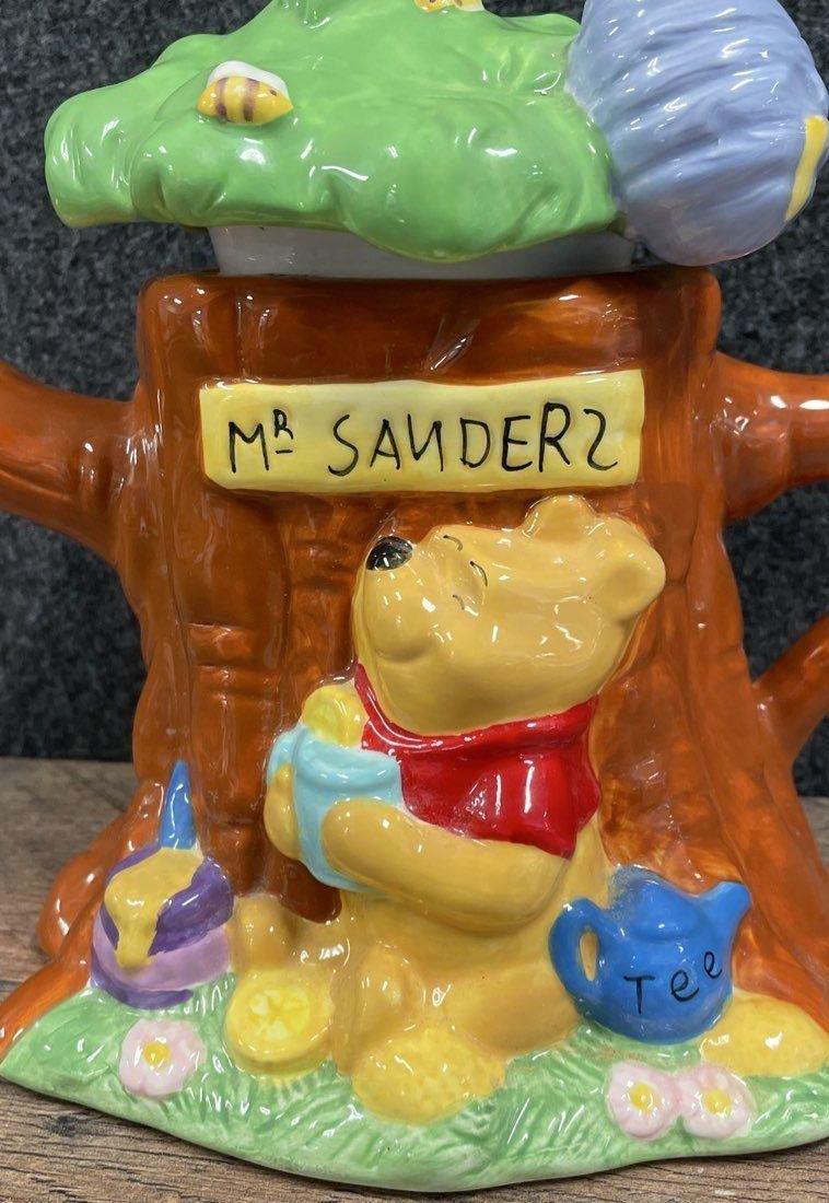 Ceramic Winnie the Pooh tree house teapot with branch spout and treetop lid, view 4