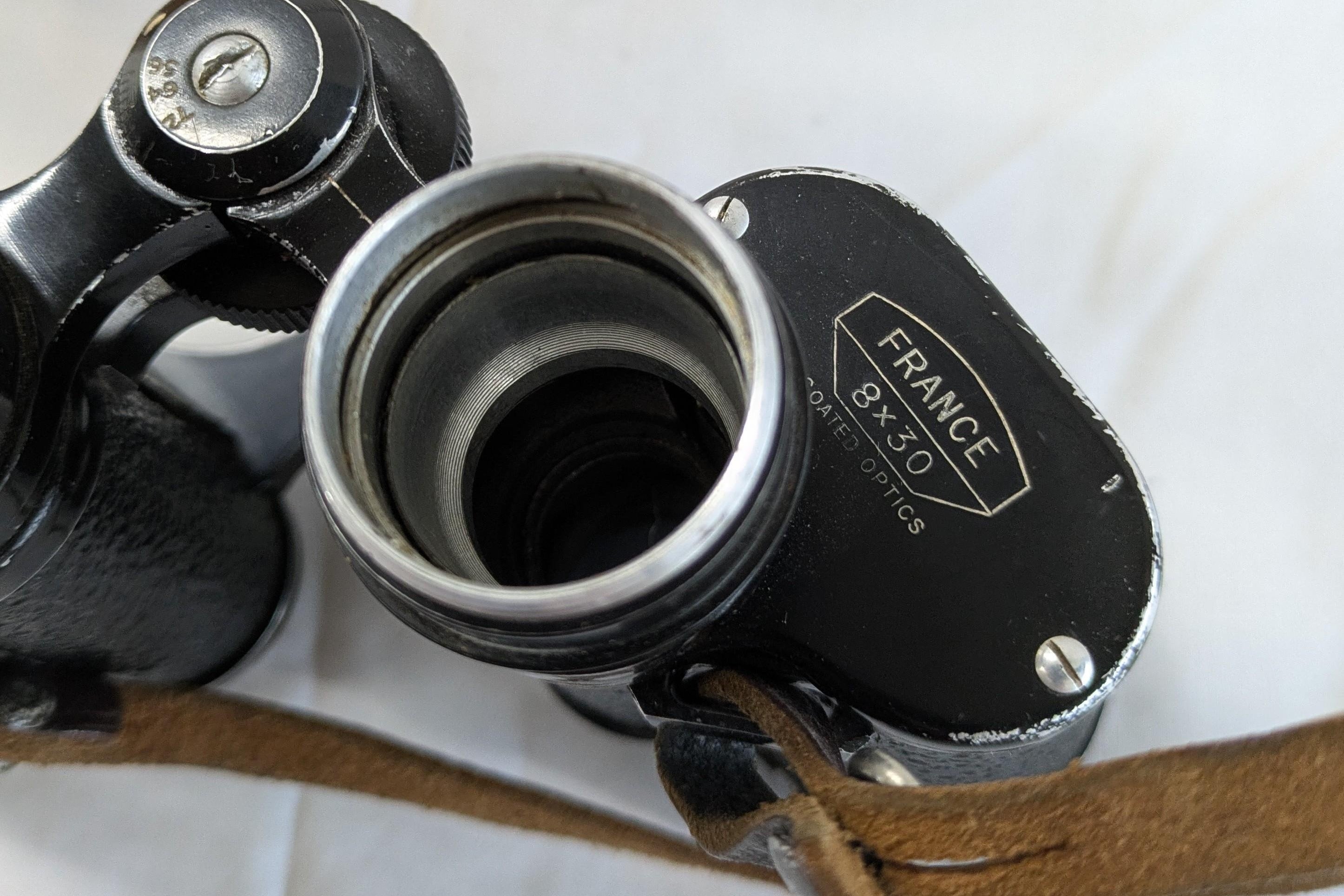 Vintage Dumont 8x30 Black Binoculars with Brown Case | Made in France Parts or Repair