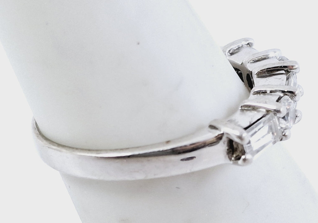 925 Silver CZ Bridge Style Ring Size 6.5