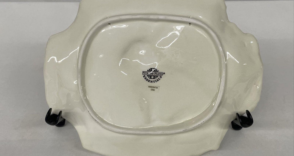 Fitz and Floyd Essentials Botanical Bunny Canape Plate, Floral Rabbit Garden Serving Plate