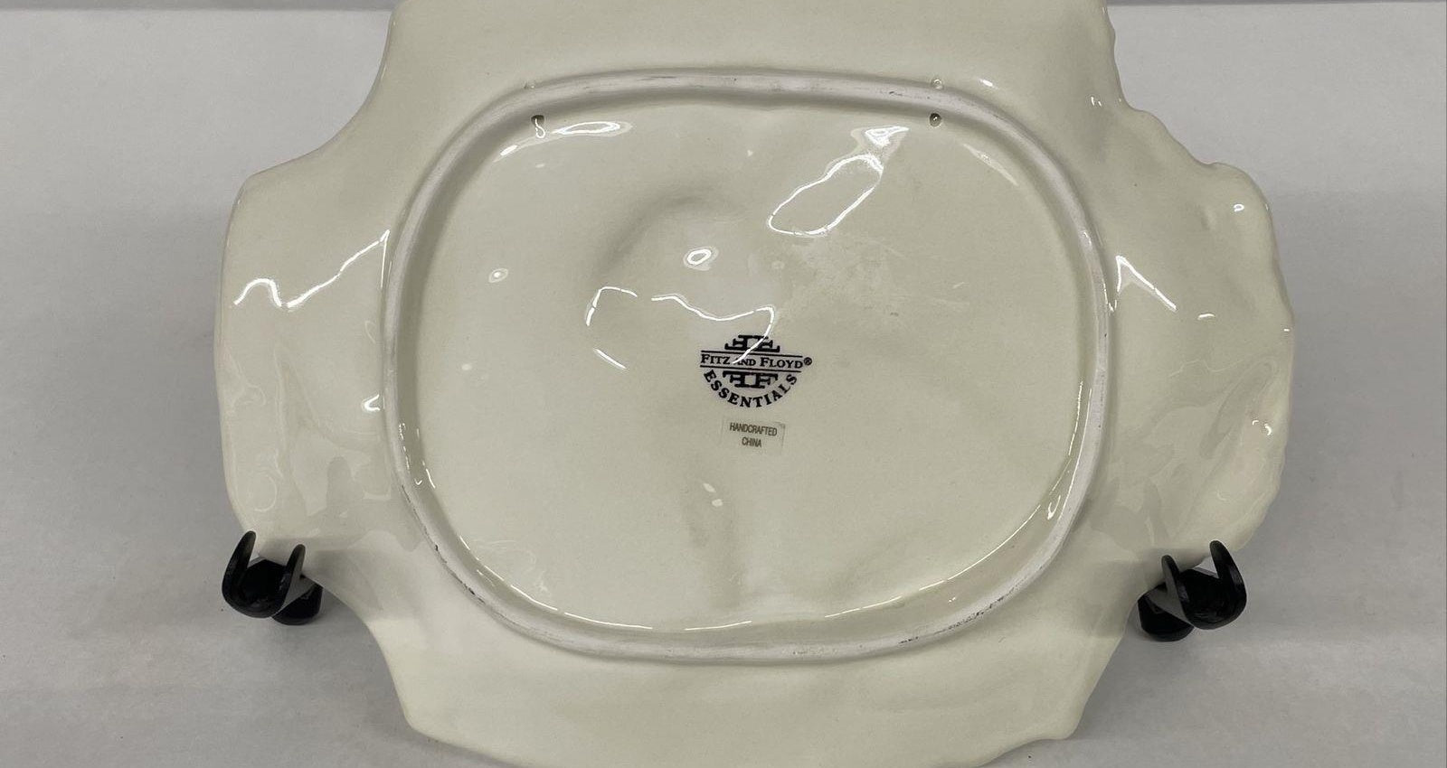 Fitz and Floyd Essentials Botanical Bunny Canape Plate, Floral Rabbit Garden Serving Plate
