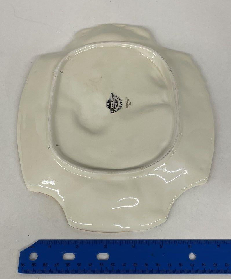 Fitz and Floyd Essentials Botanical Bunny Canape Plate, Floral Rabbit Garden Serving Plate