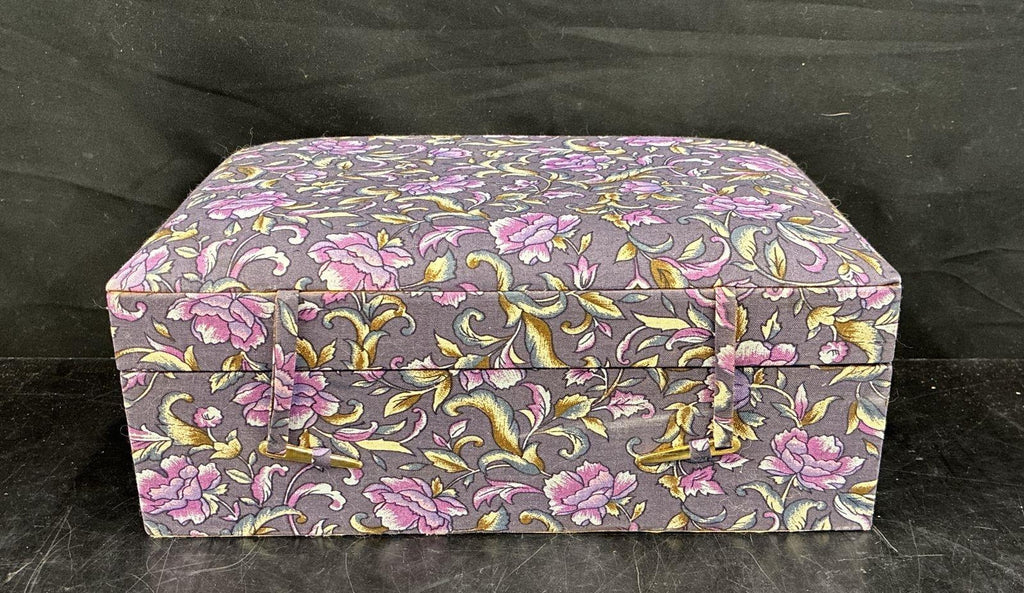 AGE REVIEW Floral Fabric Jewelry Box With Ring Rolls