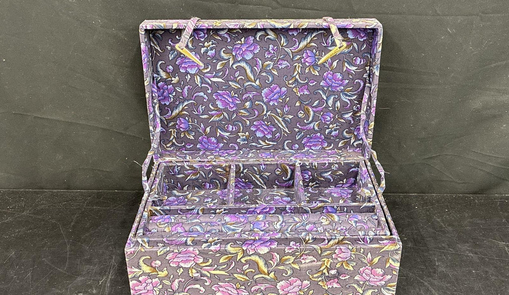 AGE REVIEW Floral Fabric Jewelry Box With Ring Rolls