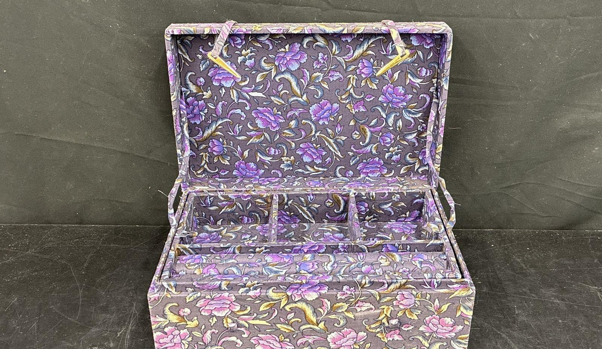 AGE REVIEW Floral Fabric Jewelry Box With Ring Rolls