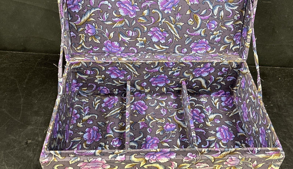 AGE REVIEW Floral Fabric Jewelry Box With Ring Rolls